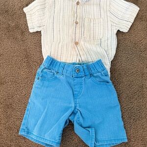 Light Blue Children's Denim Shorts with Zara shirt